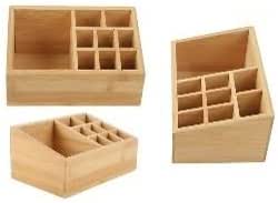 Générique Wooden Makeup Organizer Box with Compartments, Desktop Storage Container, Natural