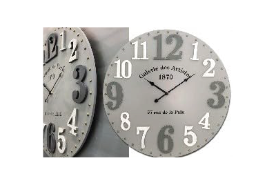 Horloge Murale Décorative en MDF, Style Galerie, 60 cm de Diamètre, Gris