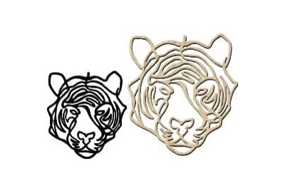 Générique Tiger Head Wall Decor, MDF Wood, 45x50 cm, 2 Piece Set