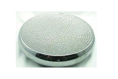 Générique Vide-Poche Décoratif Martelé en Métal, Design Rond, 25 cm de Diamètre, Argenté