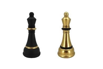 Decorative Chess King Pieces, Black and Gold, 24cm, Set of 2