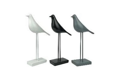 Générique Oiseaux Décoratifs sur Pied, 26 cm, Lot de 3, Blanc/Noir/Gris