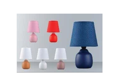 Générique Table Lamp with Fabric Shade, 13" Diameter x 20.5" Height, 6 Assorted Colors [Classe énergétique A]