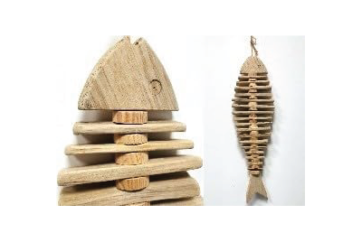 Générique Décoration Murale Poisson en Bois, Style Artisanal, 58 cm, Naturel