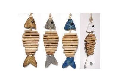 Générique Décoration Murale Poisson en Bois, 40 cm, Ensemble de 4 Couleurs Assorties